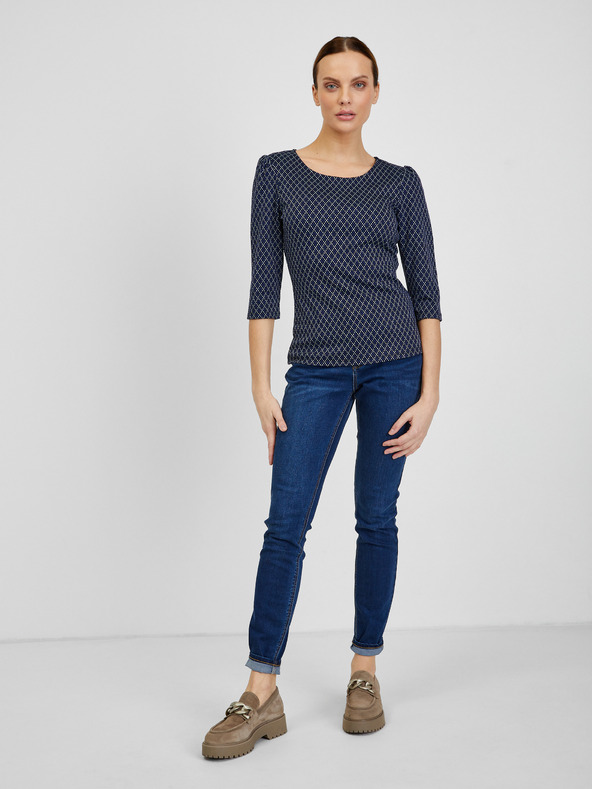 Orsay Temno modra ženska vzorčasta majica ORSAY