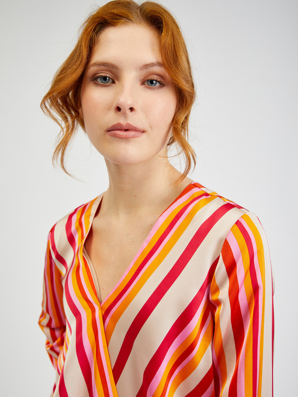 Orsay Rožnato-oranžna ženska črtasta satenasta bluza ORSAY
