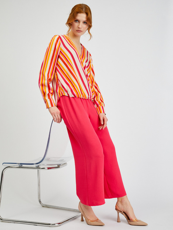Orsay Rožnato-oranžna ženska črtasta satenasta bluza ORSAY