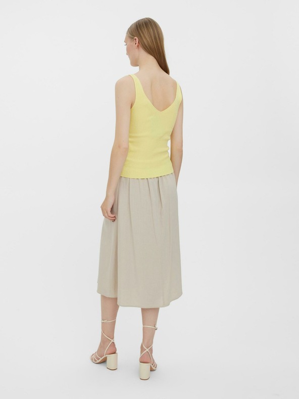 Vero Moda Svetlo rumena ženska rebrasta osnovna majica VERO MODA Glory