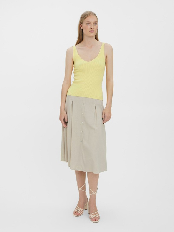 Vero Moda Svetlo rumena ženska rebrasta osnovna majica VERO MODA Glory