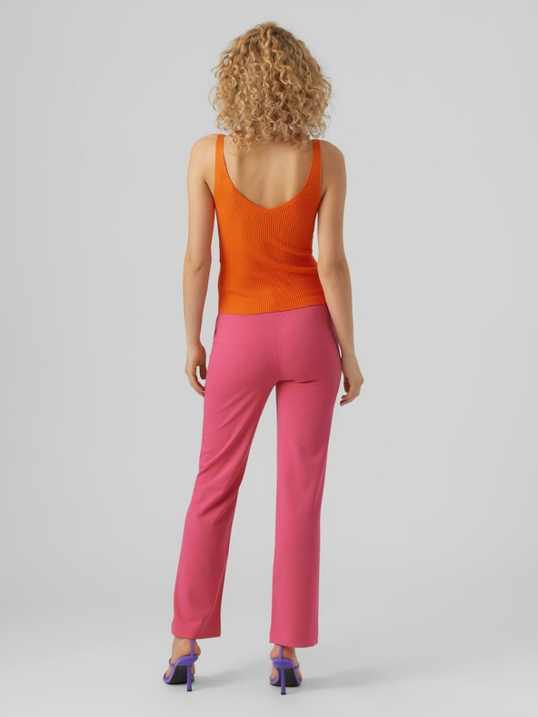 Vero Moda Oranžna ženska rebrasta osnovna majica VERO MODA Glory