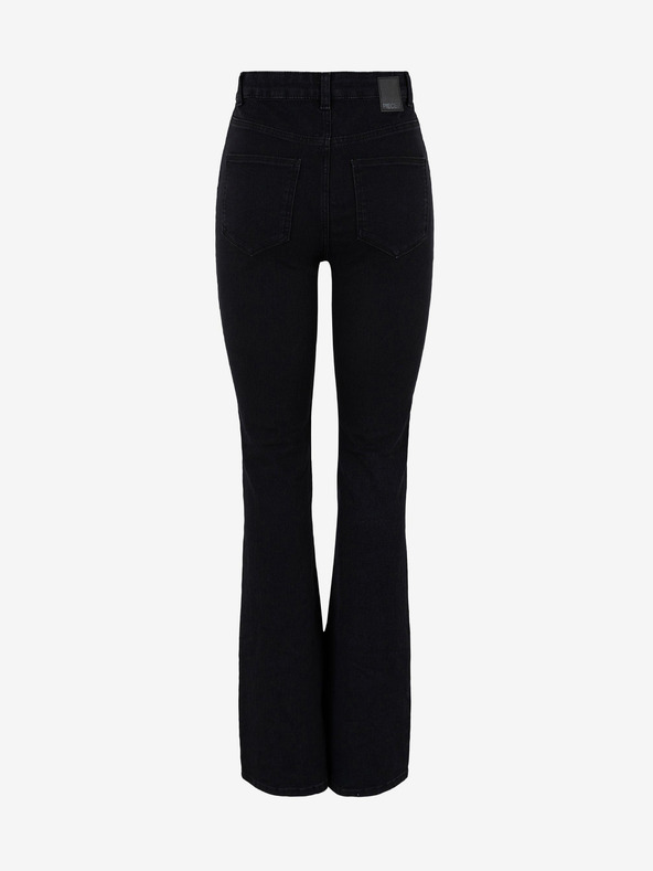 Pieces Črne ženske kavbojke z razširjenim krojem Pieces Peggy