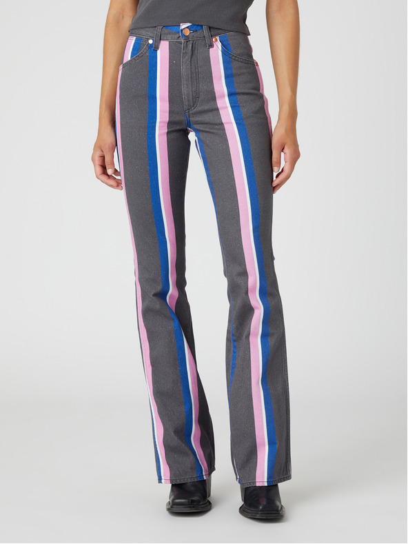 Wrangler Wrangler Heritage ženske roza in sive črtaste kavbojke z razširjenim krojem