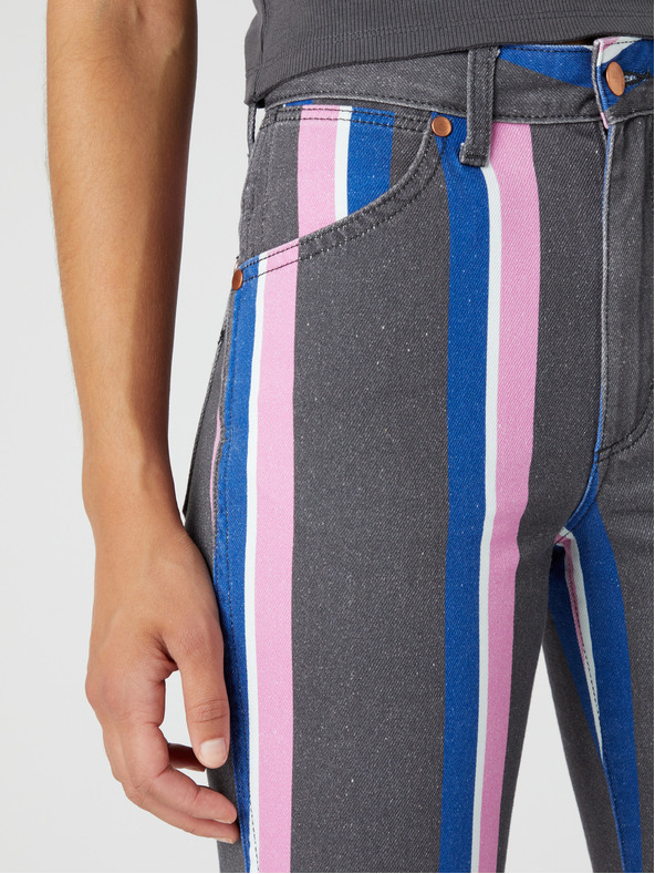 Wrangler Wrangler Heritage ženske roza in sive črtaste kavbojke z razširjenim krojem