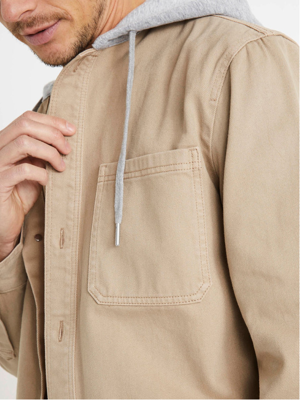 Celio Bež moški pulover s kapuco Dadenim Celio