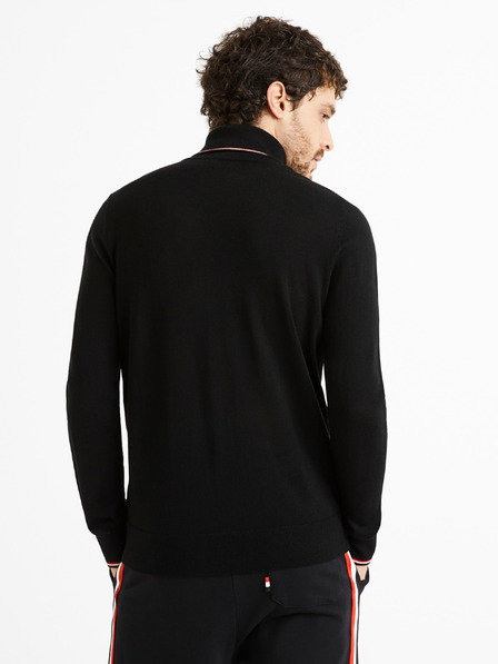 Celio Črn moški pulover z rolojem iz mešanice volne Celio Deblack