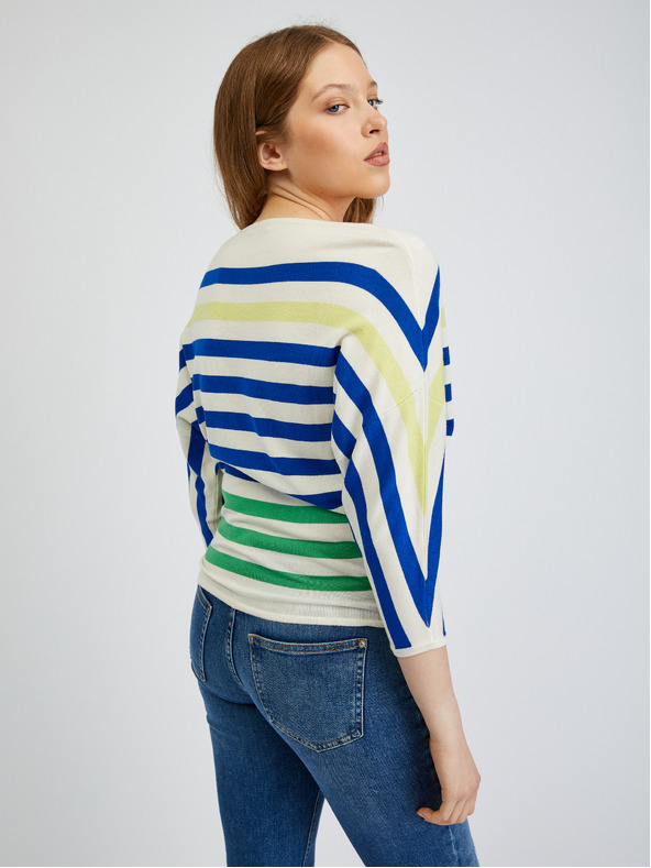 Orsay Modro-krem ženski črtast pulover ORSAY