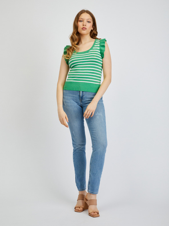 Orsay Belo-zelena ženska črtasta majica ORSAY
