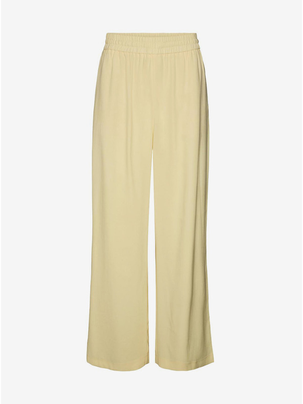 Vero Moda Svetlo rumene ženske hlače s širokimi nogavicami VERO MODA Carmen