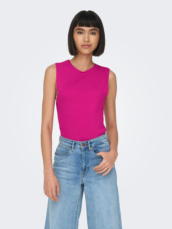 ONLY Temno roza ženski rebrasti zgornji del majice ONLY Majli