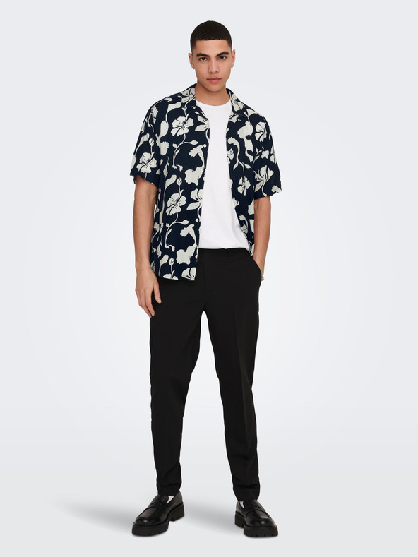 ONLY & SONS Temno modra moška majica s kratkimi rokavi ONLY & SONS Dash z vzorcem