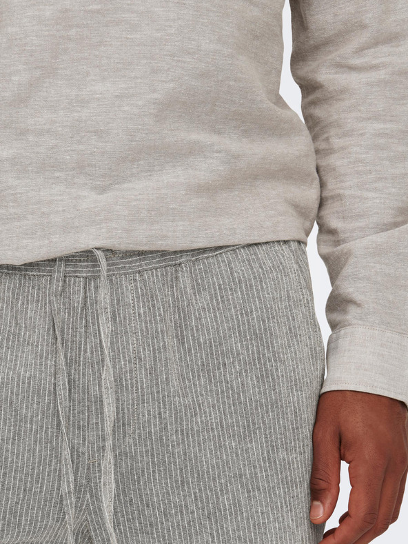 ONLY & SONS Svetlo sive moške črtaste hlače s platnom ONLY & SONS Linus