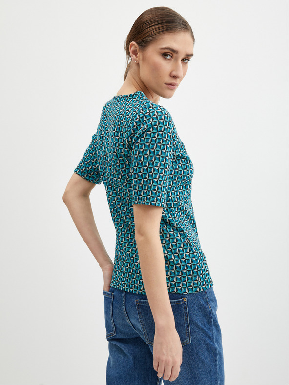 Orsay Petrolejsko zelena ženska vzorčasta majica ORSAY