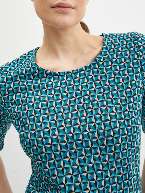 Orsay Petrolejsko zelena ženska vzorčasta majica ORSAY