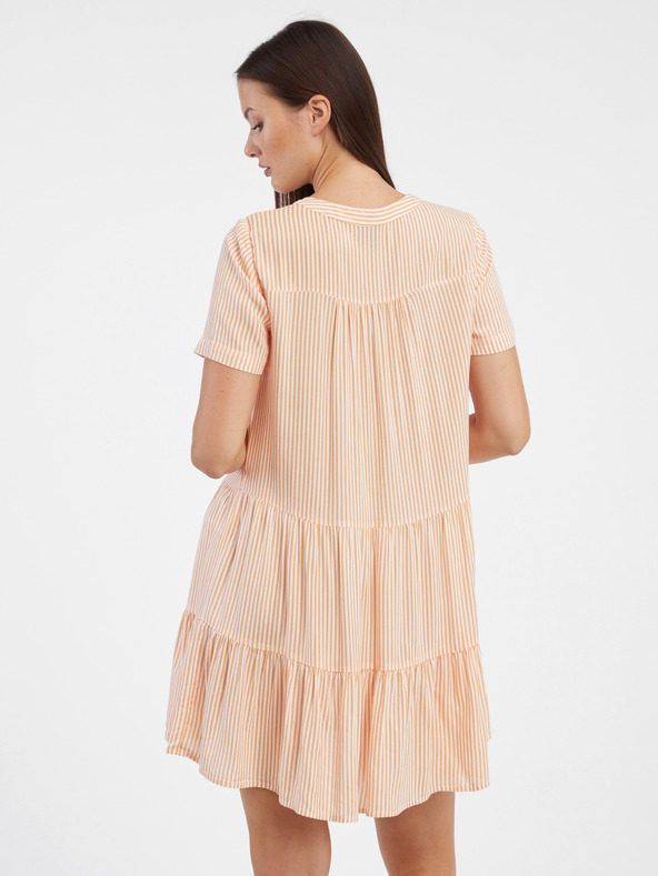 Vero Moda Oranžna ženska črtasta srajčna obleka VERO MODA Bumpy