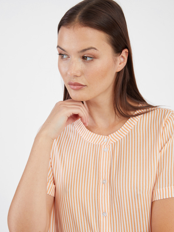 Vero Moda Oranžna ženska črtasta srajčna obleka VERO MODA Bumpy