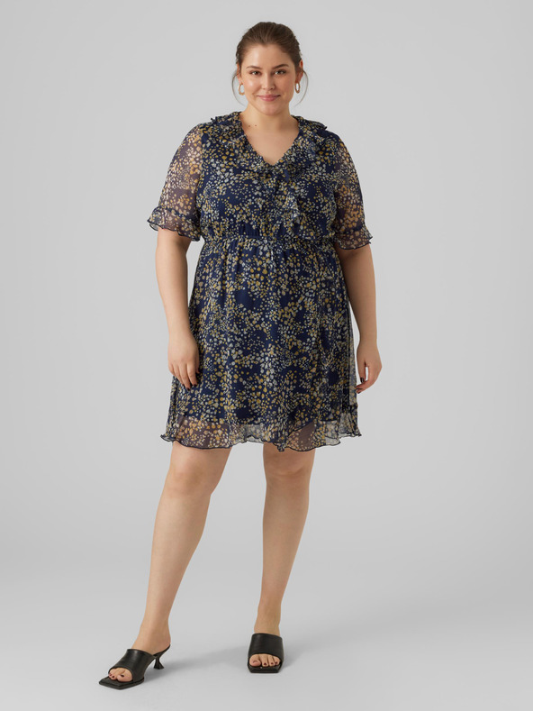 Vero Moda Curve Temno modra ženska vzorčasta obleka by VERO MODA CURVE Dora