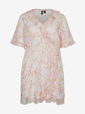 Vero Moda Curve Oranžno-bela vzorčasta ženska obleka VERO MODA CURVE Dora