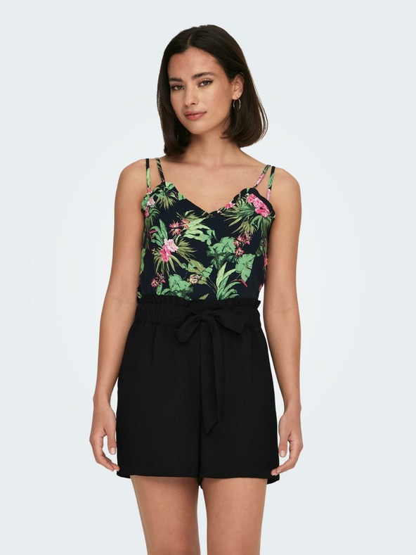 ONLY Zeleno-črna vzorčasta ženska majica ONLY Nova