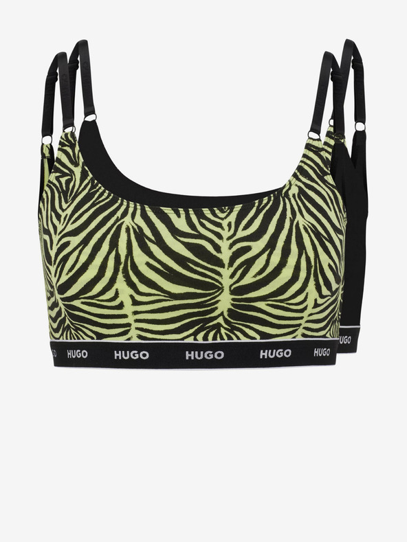 HUGO Komplet dveh ženskih modrčkov HUGO v črni barvi in z vzorcem