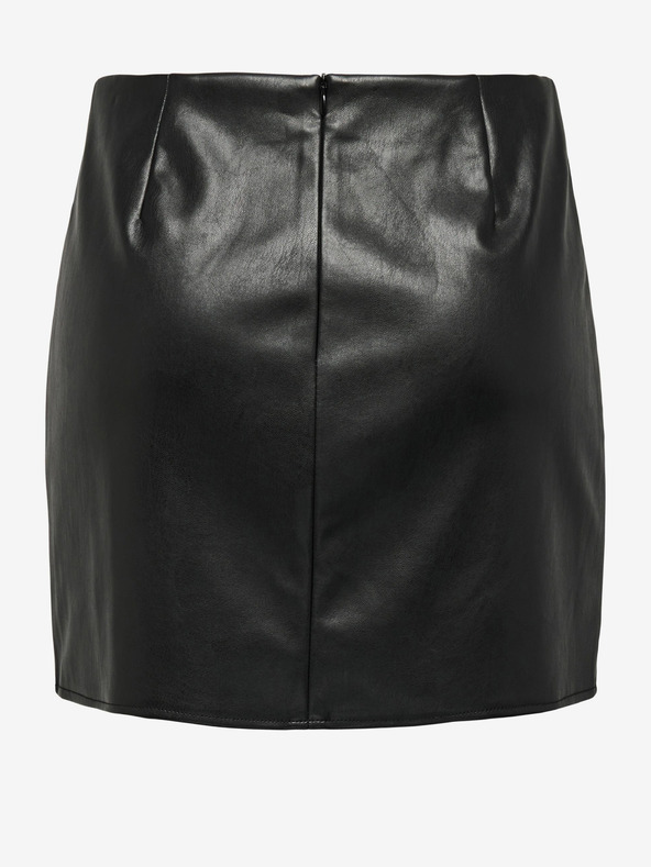 ONLY Črna ženska mini krilo iz usnja ONLY Leni