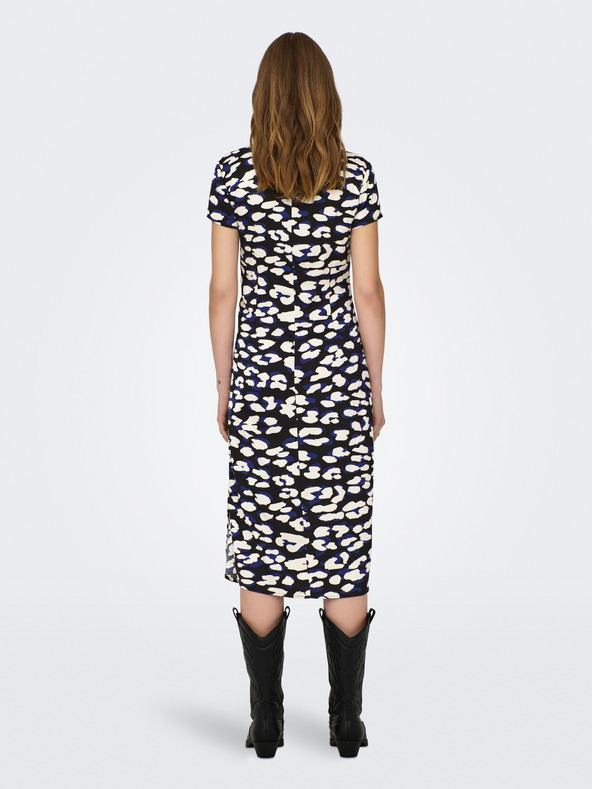 Jacqueline de Yong Kremasta in črna ženska vzorčasta obleka JDY Urba