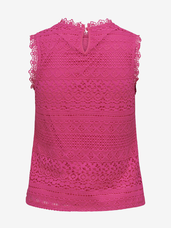 ONLY Temno roza ženska majica s čipko ONLY Evie