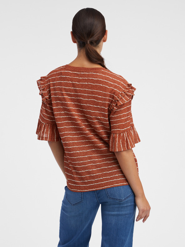 Orsay Rjava ženska črtasta majica ORSAY