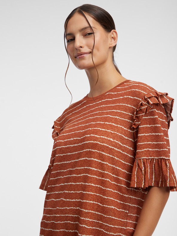 Orsay Rjava ženska črtasta majica ORSAY