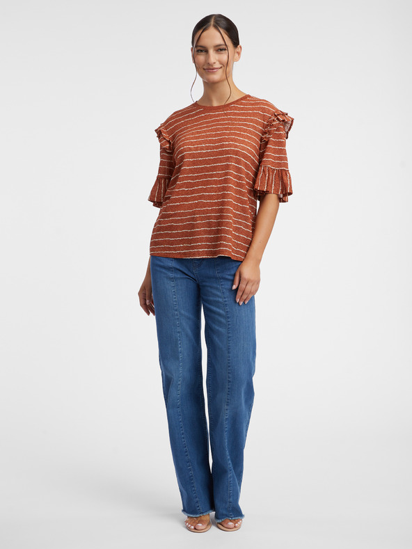 Orsay Rjava ženska črtasta majica ORSAY