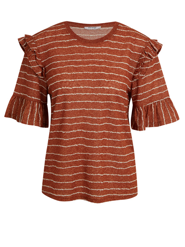 Orsay Rjava ženska črtasta majica ORSAY