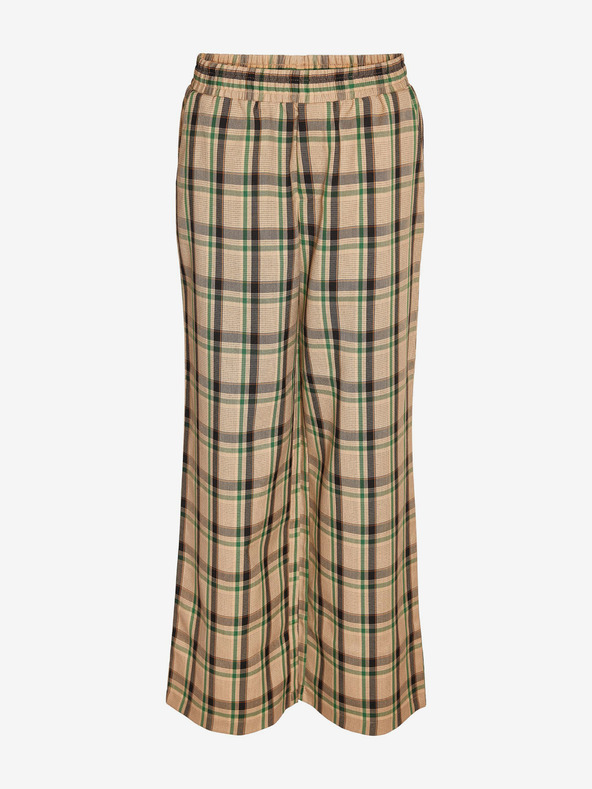 Noisy May Bež ženske kariraste hlače Noisy May Morgan