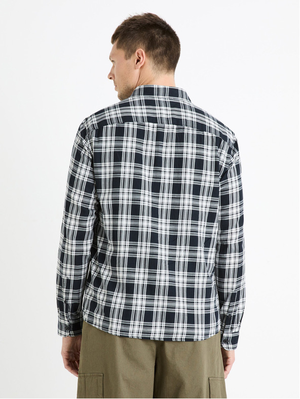 Celio Črna moška karirasta srajca Celio Fadro