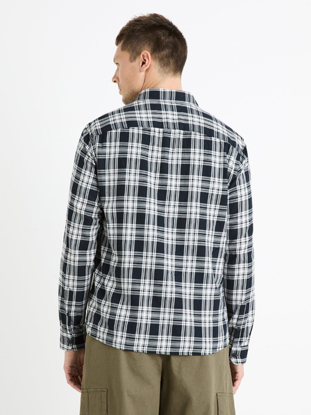 Celio Črna moška karirasta srajca Celio Fadro