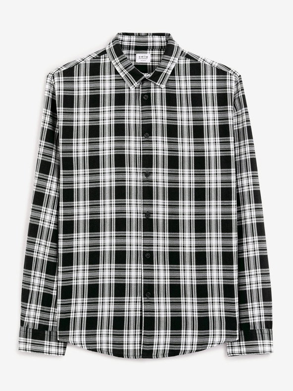 Celio Črna moška karirasta srajca Celio Fadro