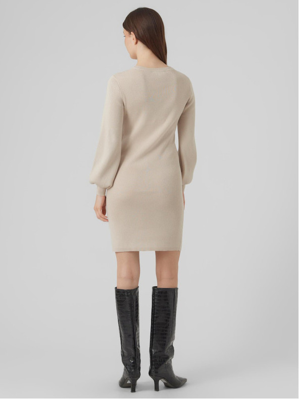 AWARE by VERO MODA Bež ženska pletena obleka AWARE by VERO MODA Haya