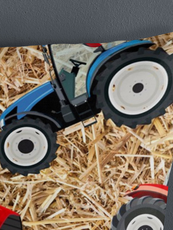 Good Morning Zelena in bež obojestranska posteljnina z motivom traktorja Good Morning Cas 140 x 200 cm