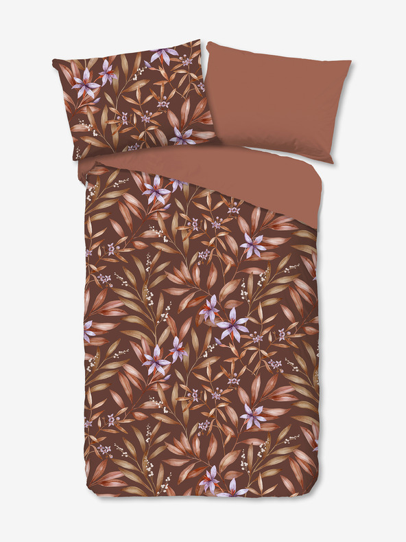 Good Morning Rjava vzorčasta reverzibilna posteljnina Good Morning Hazel 140 x 200 cm