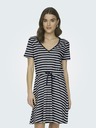 ONLY Bela in temno modra črtasta ženska osnovna obleka ONLY May