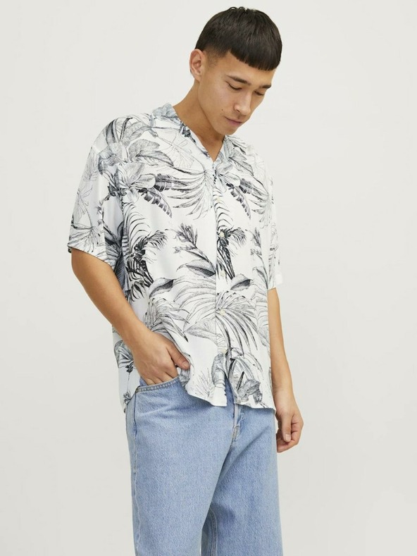 Jack & Jones Bela in siva vzorčasta moška srajca s kratkimi rokavi Jack & Jones Guru