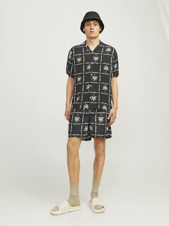 Jack & Jones Črne moške vzorčaste kopalke Jack & Jones Fiji