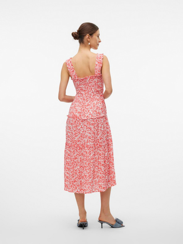 Vero Moda Rdeče-bela midi obleka Vero Moda Menny