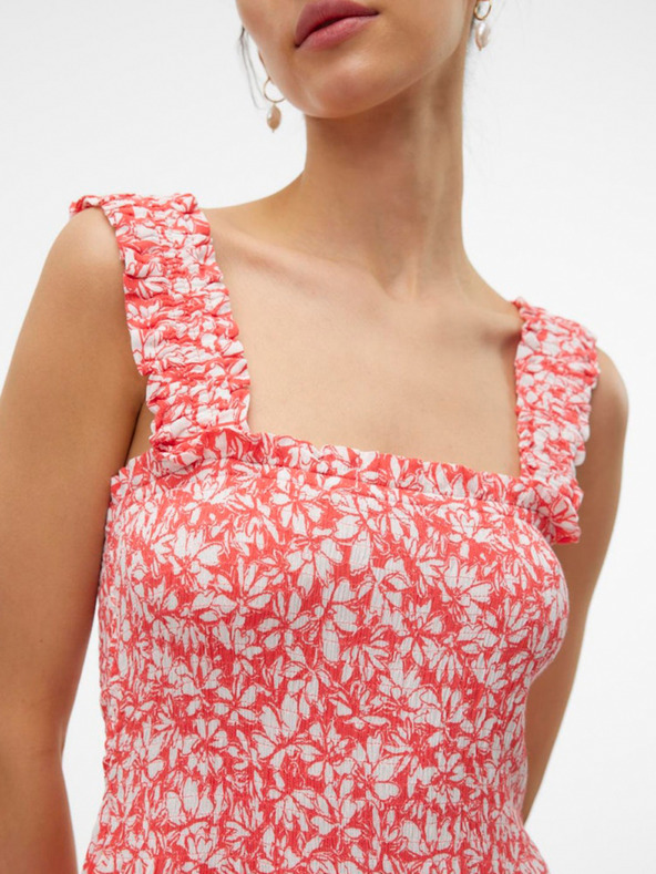 Vero Moda Rdeče-bela midi obleka Vero Moda Menny