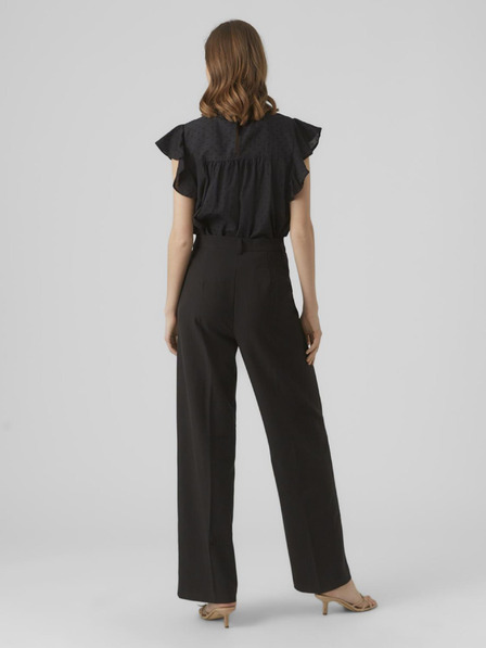 Vero Moda Črna ženska bluza s čipko Vero Moda Trine