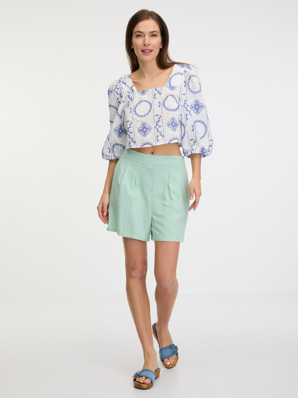 Vero Moda Svetlo zelene ženske hlače iz lanene mešanice Vero Moda Jesmilo