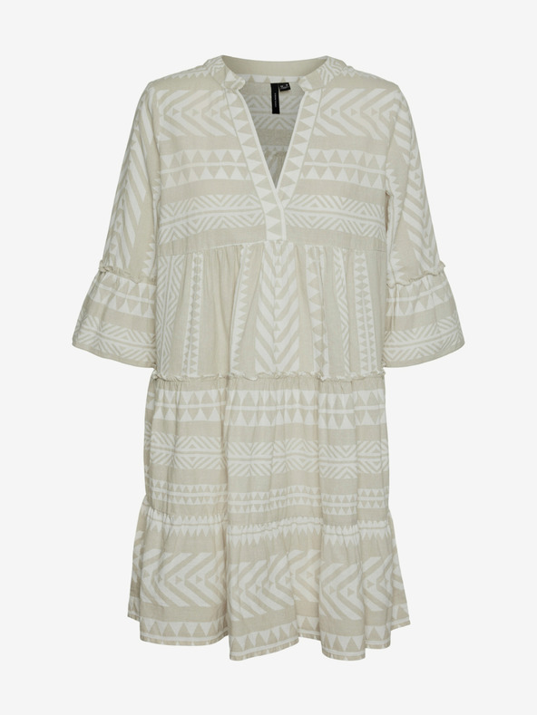 Vero Moda Bela in siva vzorčasta ženska obleka Vero Moda Dicthe