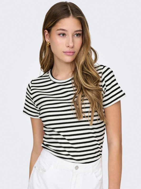Jacqueline de Yong Črno-bela črtasta ženska majica JDY Solar