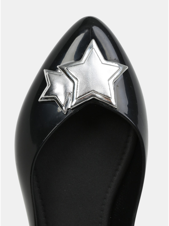 Zaxy Črne bleščeče balerinke s srebrnimi detajli Zaxy Chic