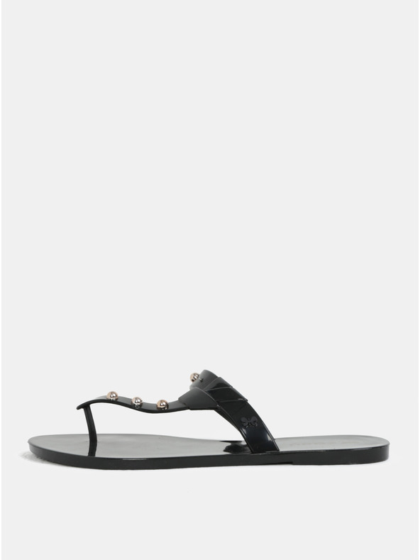 Zaxy Črne bleščeče japonke z zlatimi detajli Zaxy Spike